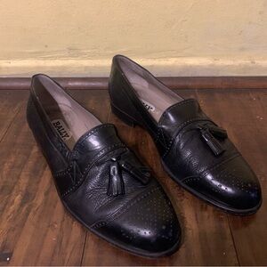 Bally Men's Black textured Leather Tassel Loafers size 11